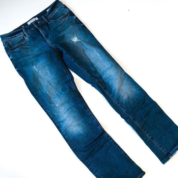 Banana Republic Premium Denim Straight Knick Lightly distressed Jeans Size 25 - Picture 1 of 9
